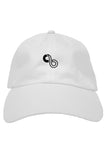 white "infinity" cap